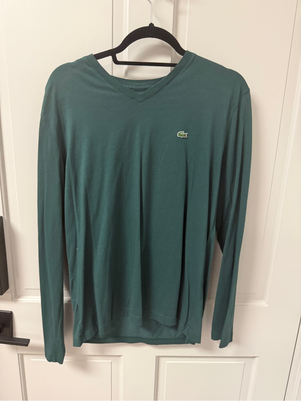 Lacoste Men’s Long-Sleeve V-Neck Shirt - Forest Green